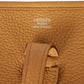 Brown leather handbag with brand logo on a white background hermes 