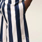 White And Navy Long Stripes Swimsuit