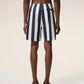 White And Navy Long Stripes Swimsuit