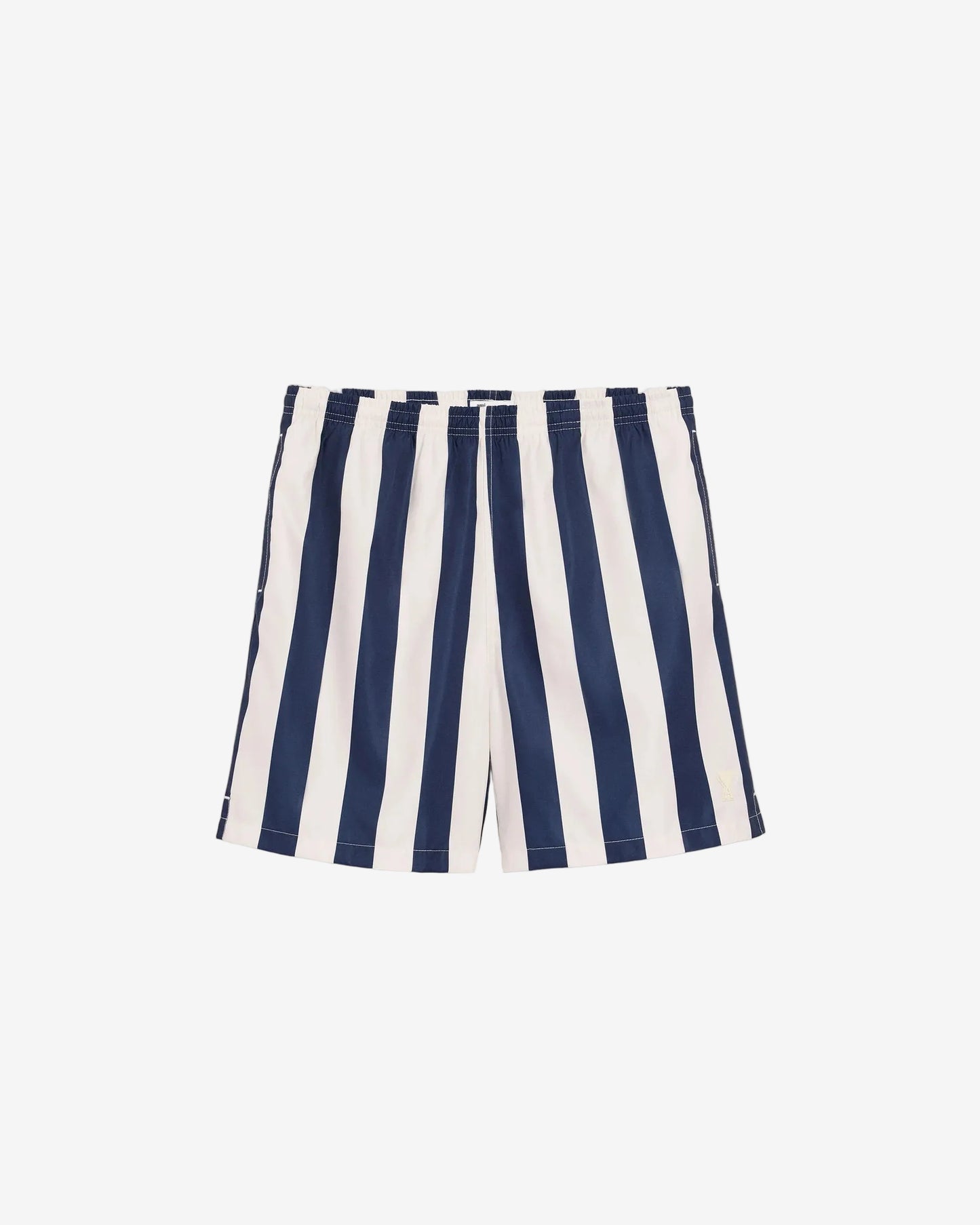 White And Navy Long Stripes Swimsuit