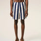 White And Navy Long Stripes Swimsuit