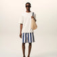 White And Navy Long Stripes Swimsuit