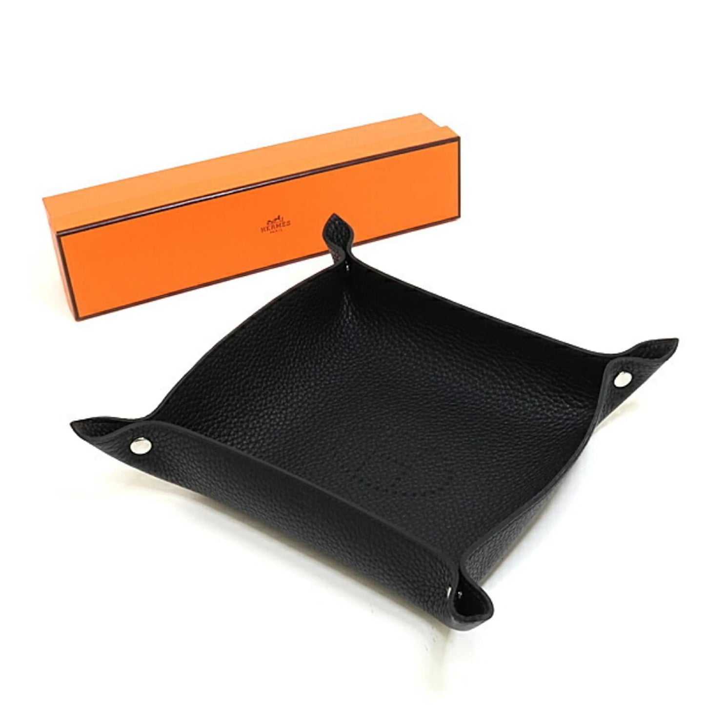 Hermès Posh Hermes Vido Tray in Black Taurillon Leather
