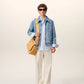 Blue Cotton Contrasted Ami De Coeur Zipped Jacket