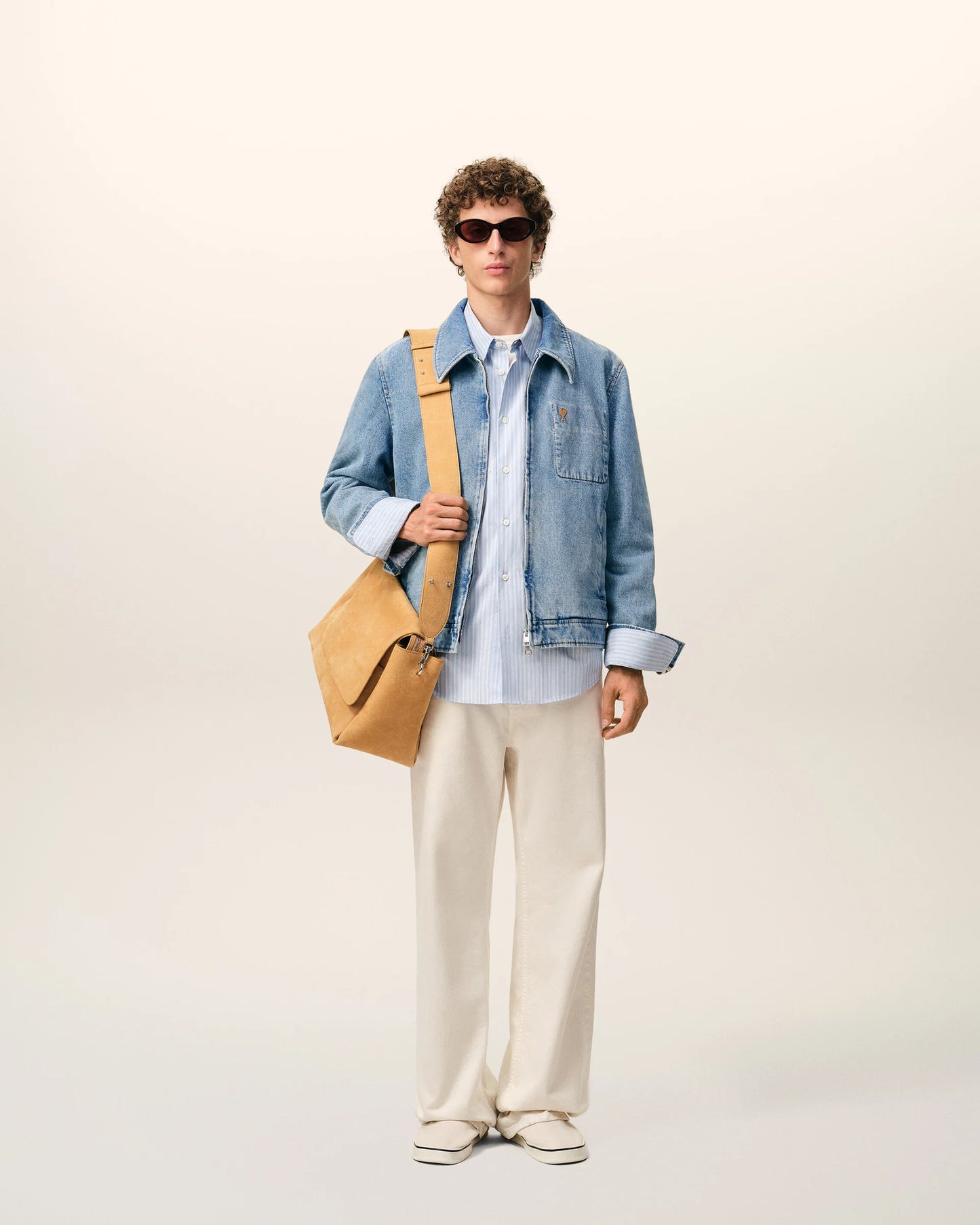 Blue Cotton Contrasted Ami De Coeur Zipped Jacket