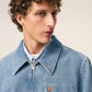 Blue Cotton Contrasted Ami De Coeur Zipped Jacket