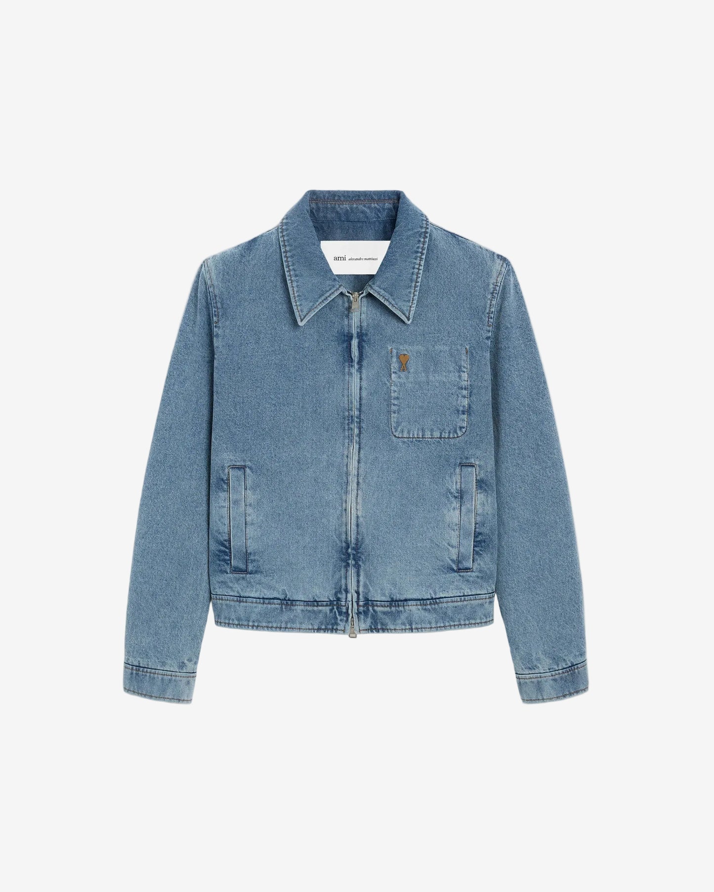 Blue Cotton Contrasted Ami De Coeur Zipped Jacket