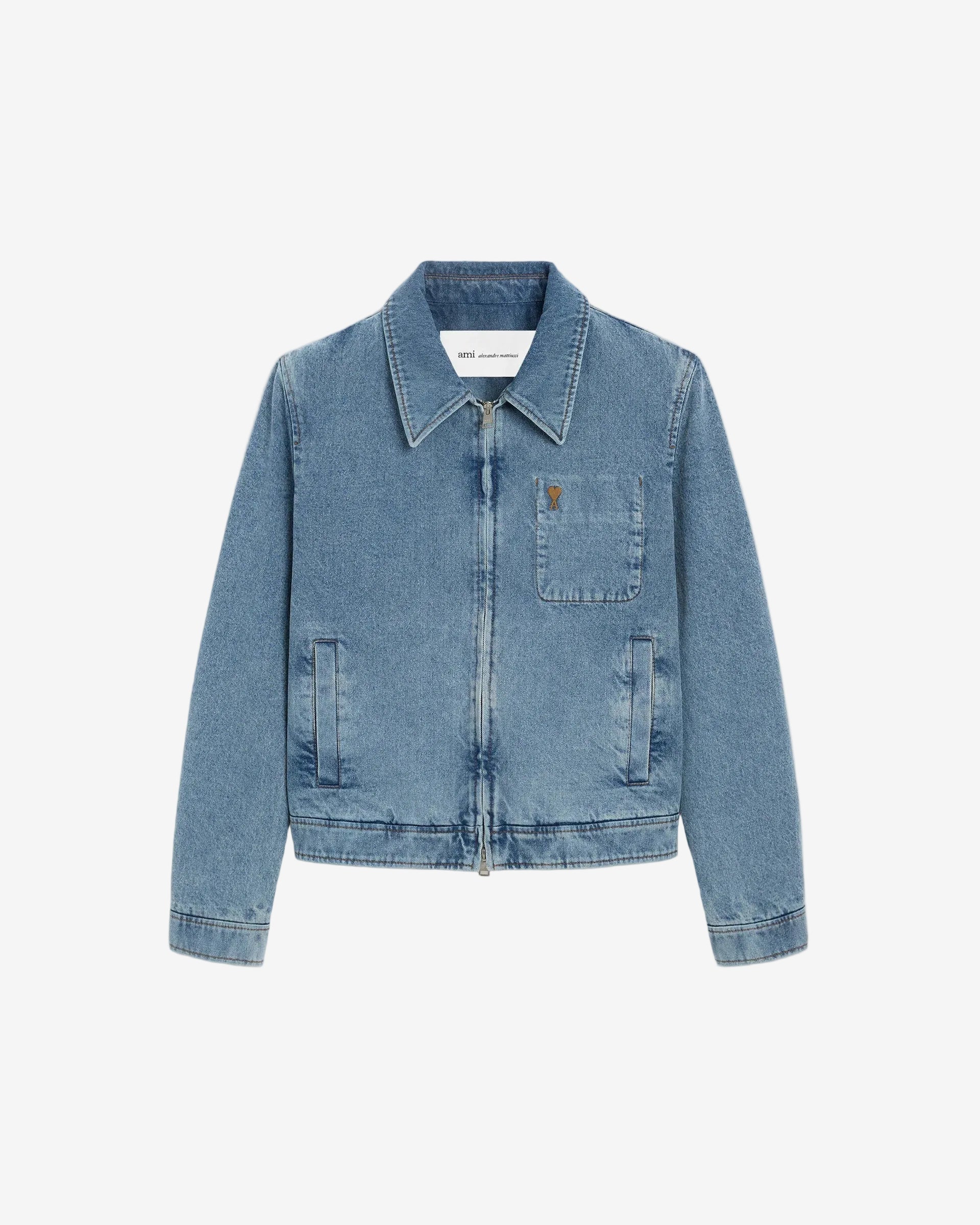 Blue Cotton Contrasted Ami De Coeur Zipped Jacket