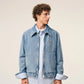 Blue Cotton Contrasted Ami De Coeur Zipped Jacket