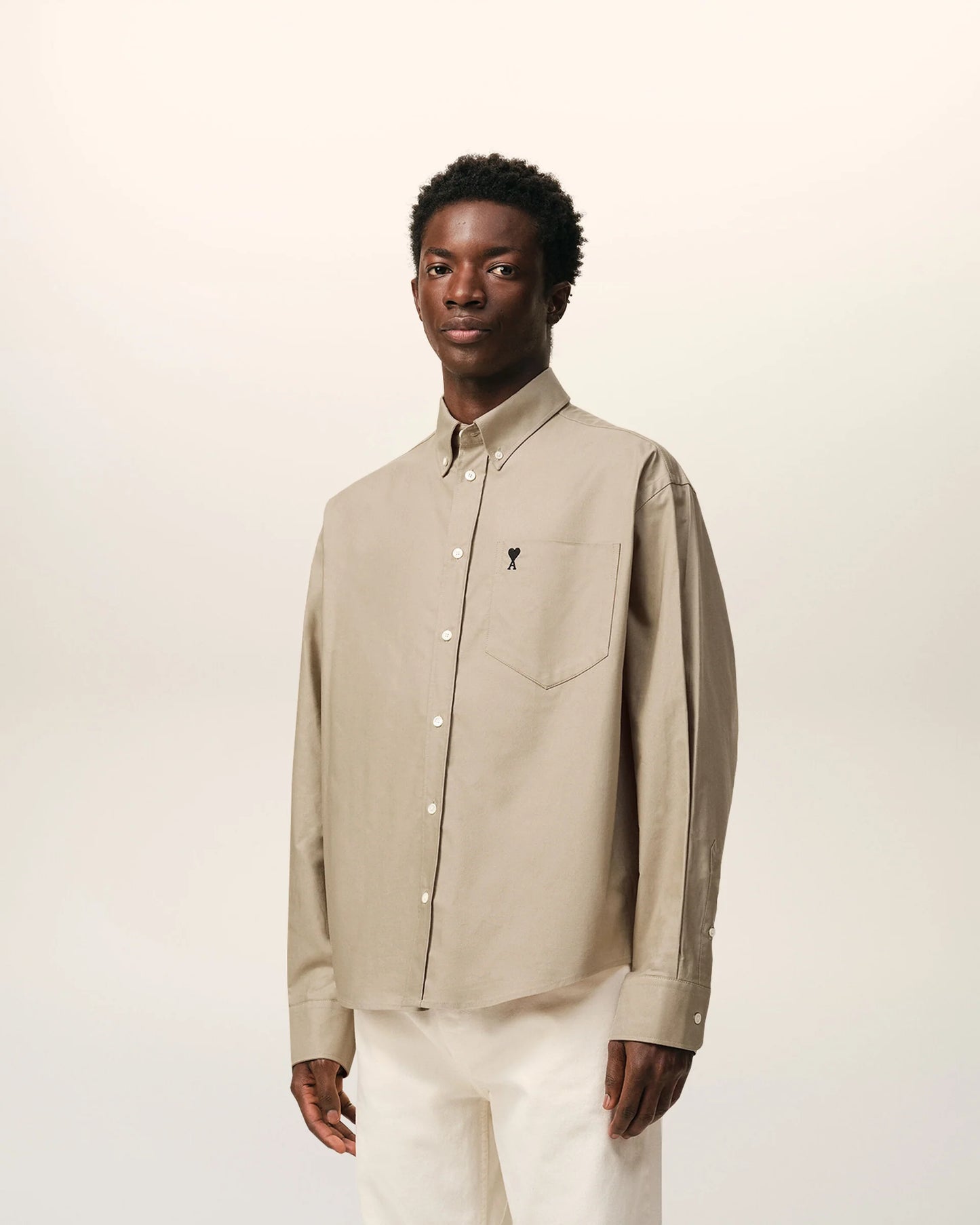 Boxy Fit Shirt Button Down Collar And Embroidered Ami