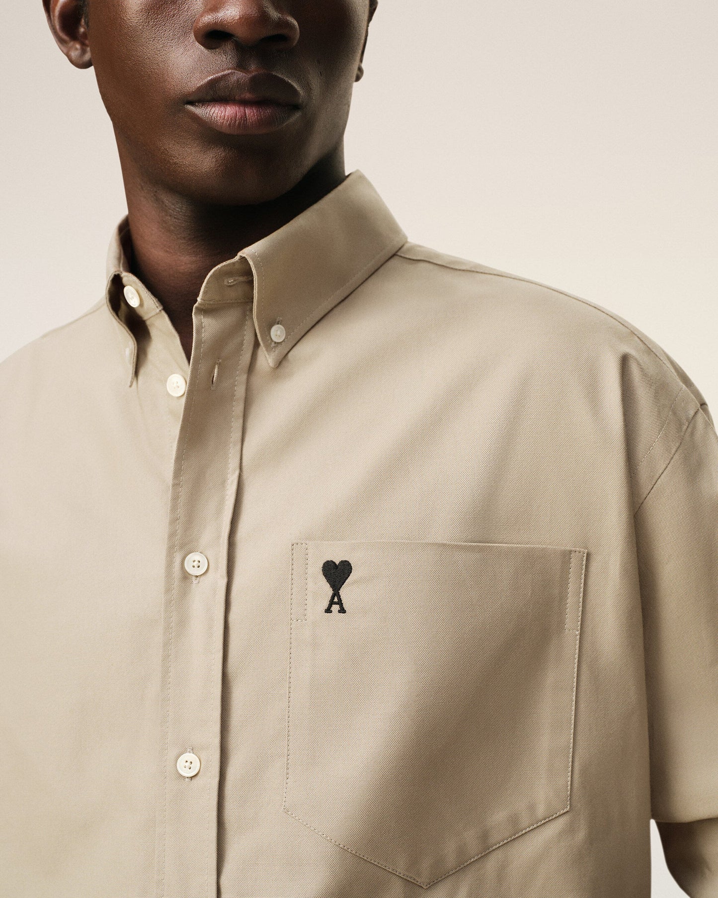 Boxy Fit Shirt Button Down Collar And Embroidered Ami