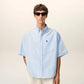 Boxy Short Sleeve Shirt With Button Down Collar And Embroidered ADC