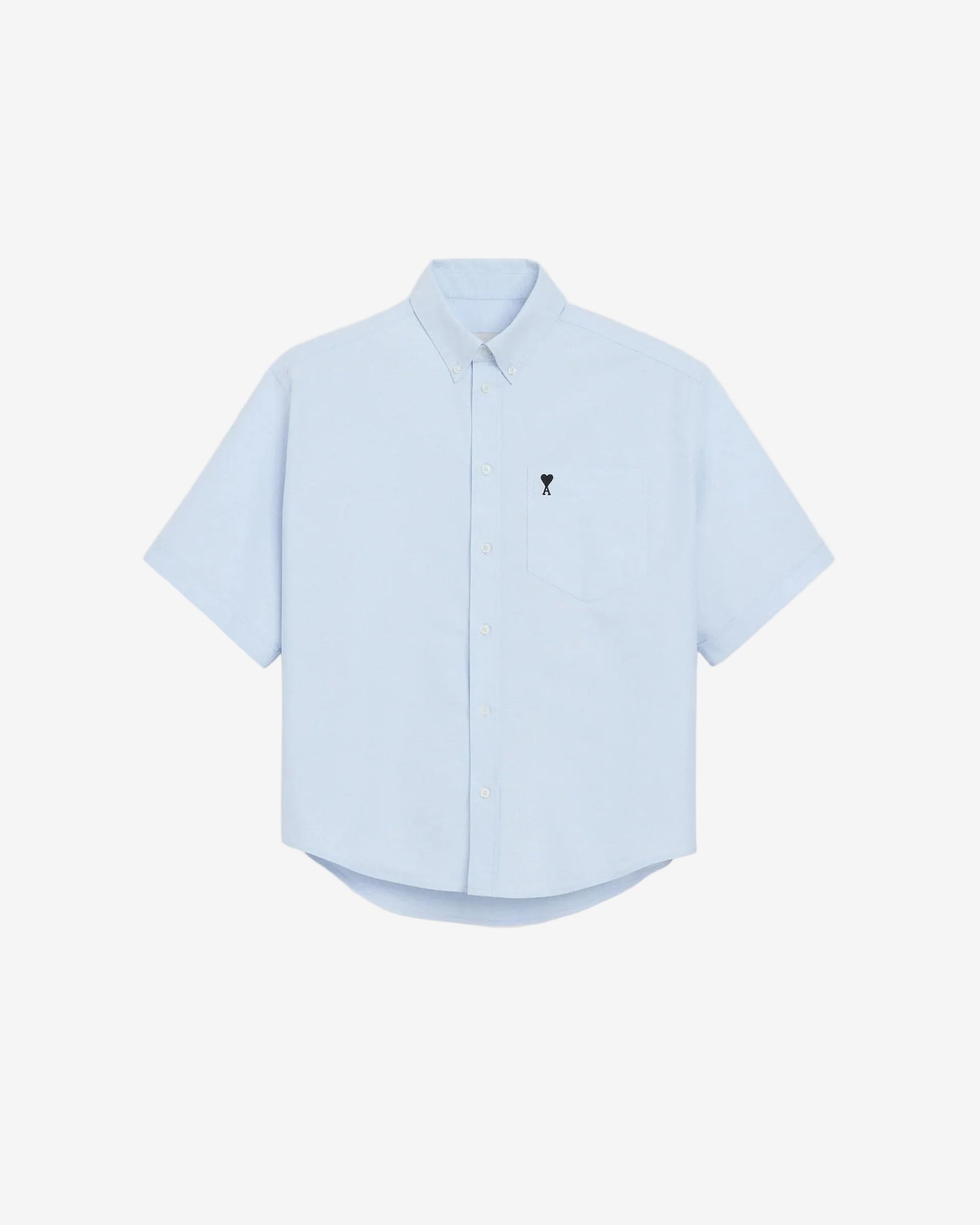 Boxy Short Sleeve Shirt With Button Down Collar And Embroidered ADC