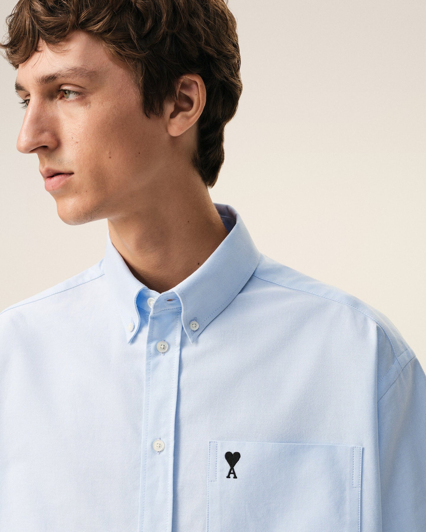 Boxy Short Sleeve Shirt With Button Down Collar And Embroidered ADC