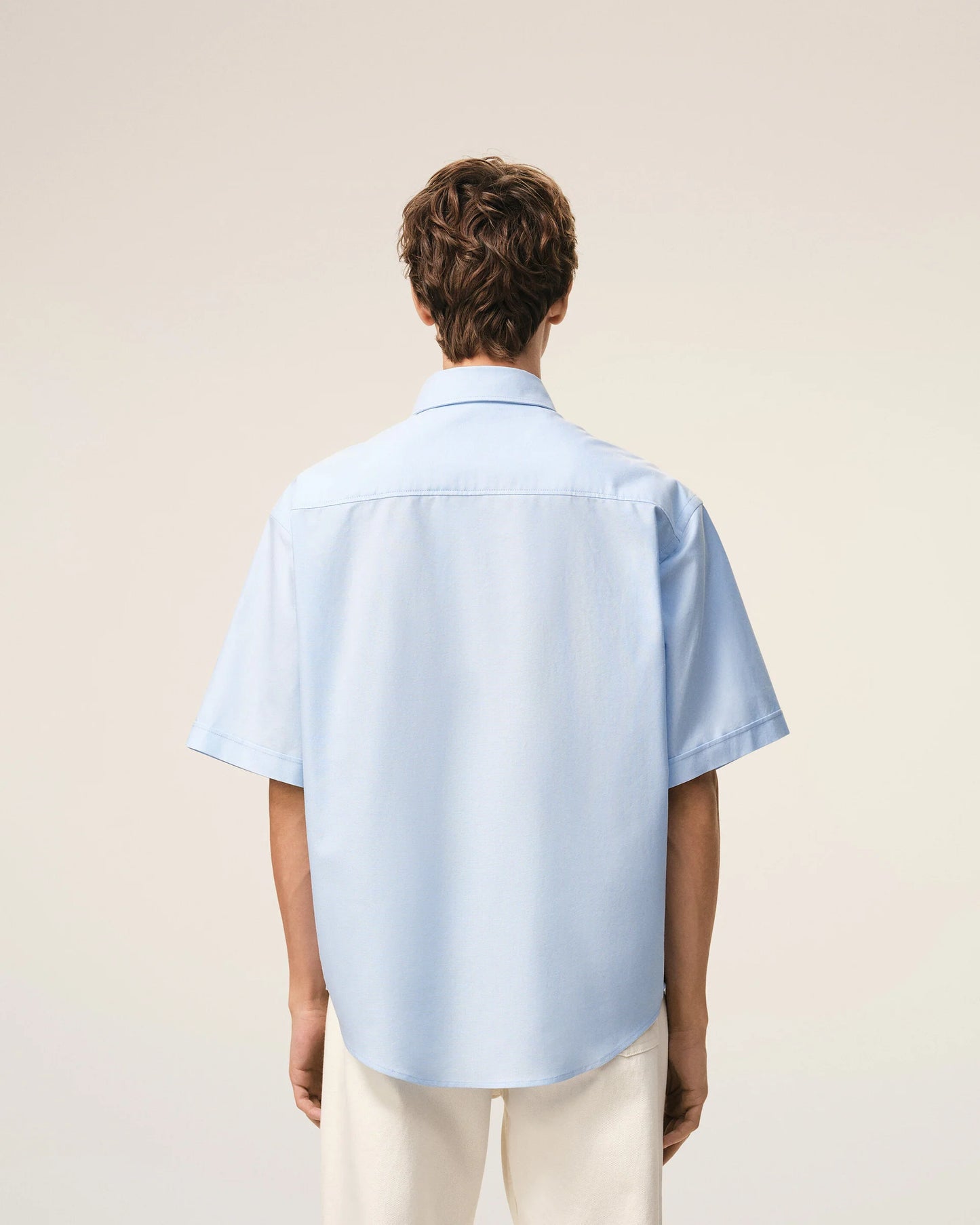 Boxy Short Sleeve Shirt With Button Down Collar And Embroidered ADC