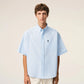 Boxy Short Sleeve Shirt With Button Down Collar And Embroidered ADC