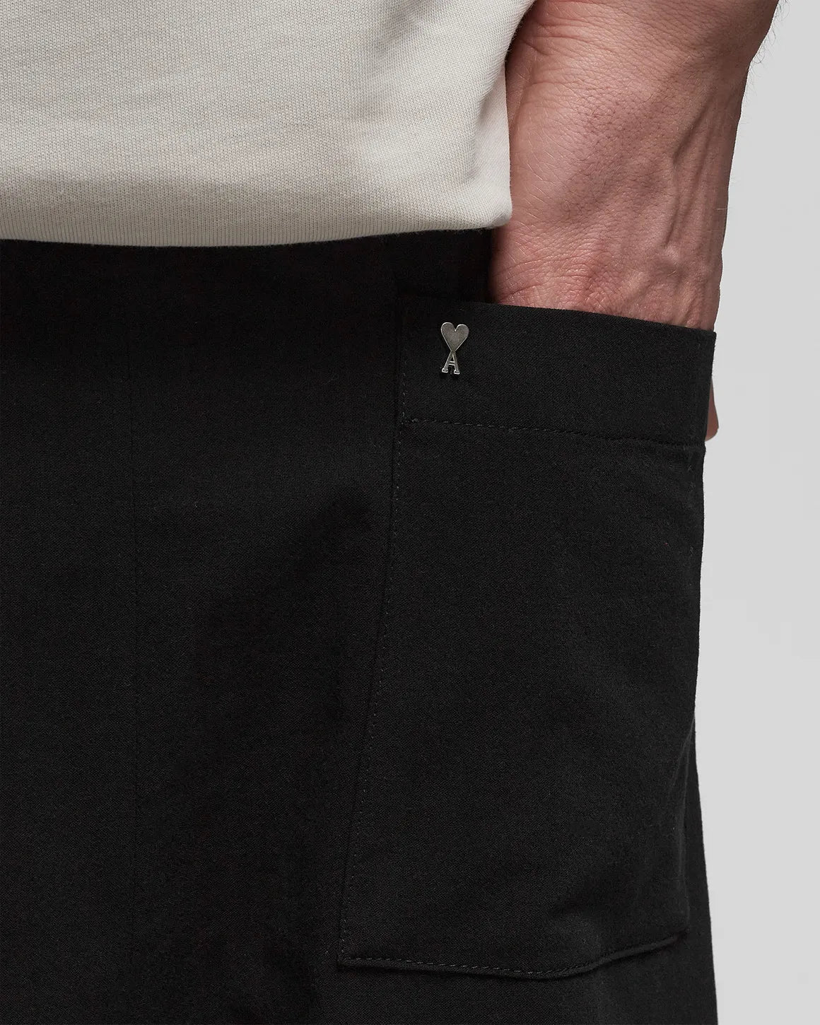 Black shorts on a light gray background