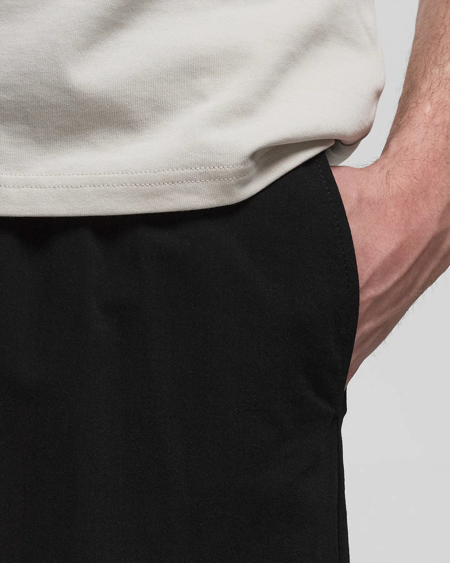 Black shorts on a light gray background