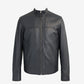 Black leather jacket on a white background