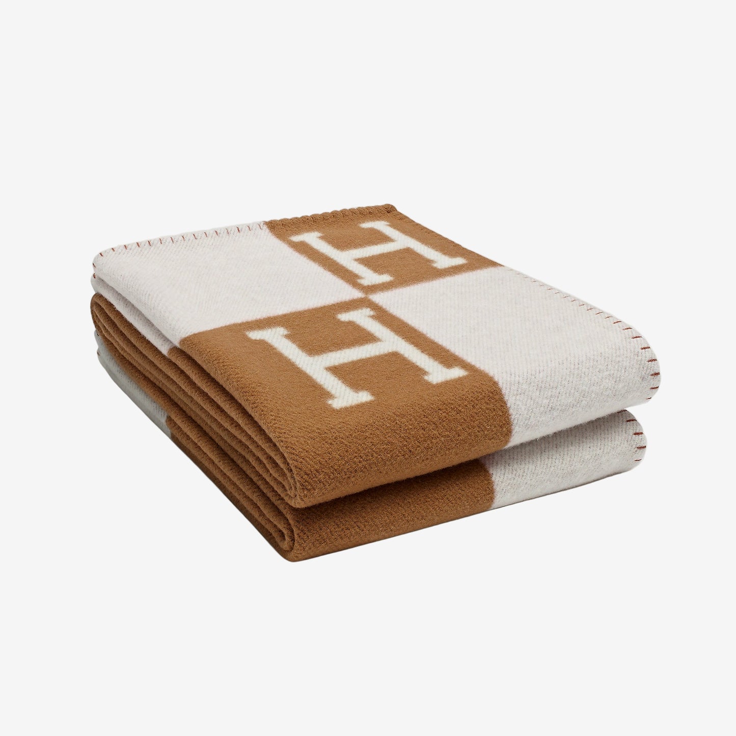 Avalon throw blanket Camel/White