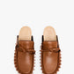 Pair of brown moccasins on a white background