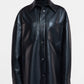 MARTIN BLACK REGENERATED LEATHER OVERSHIRT WITH OVERSIZED FIT