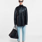 MARTIN BLACK REGENERATED LEATHER OVERSHIRT WITH OVERSIZED FIT