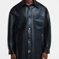 MARTIN BLACK REGENERATED LEATHER OVERSHIRT WITH OVERSIZED FIT