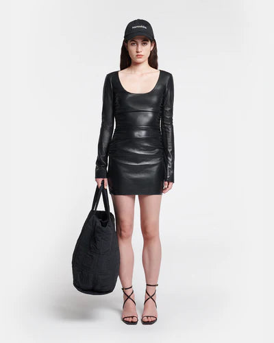 Sosha Ruched Okobor™ Alt-Leather Mini Dress