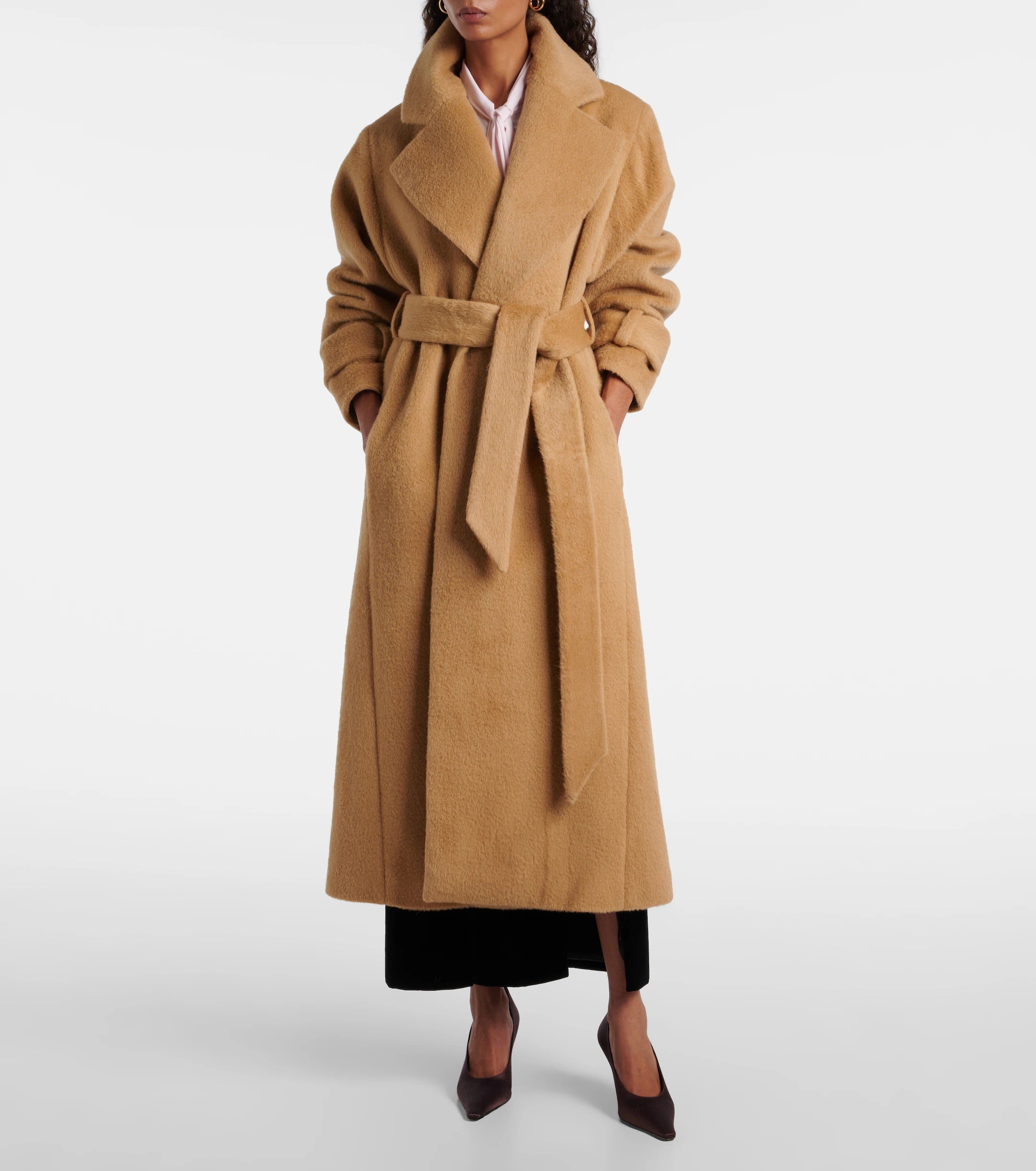 Long Coat In Alpaca And Wool