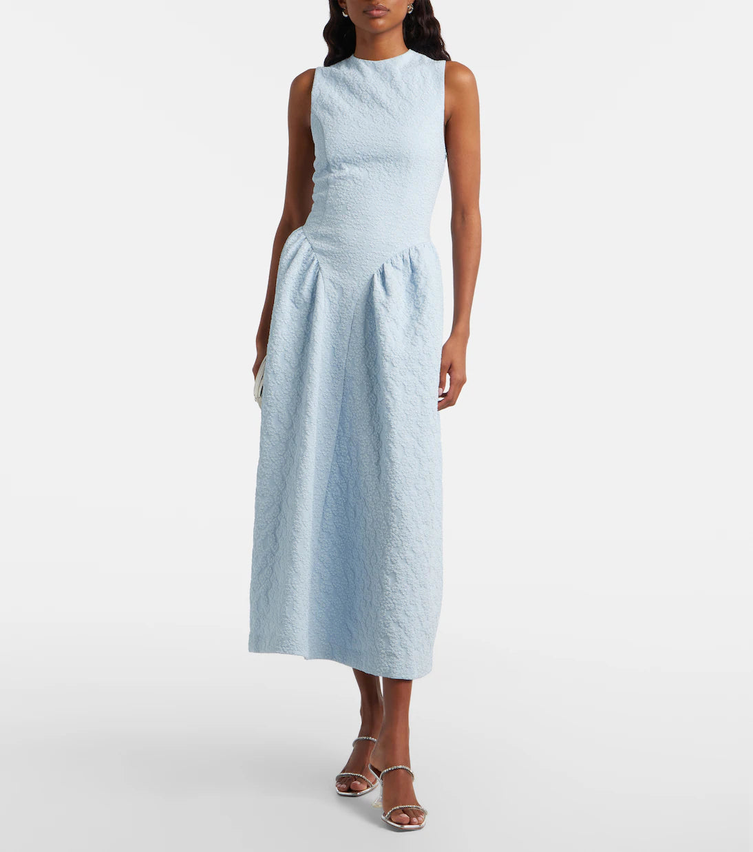 Jacquard Midi Dress Light Blue