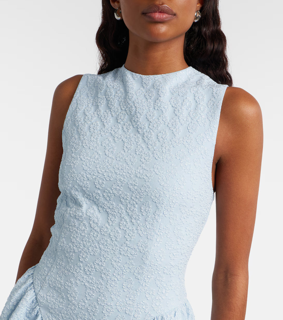 Jacquard Midi Dress Light Blue