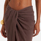 Brown asymmetric pareo skirt
