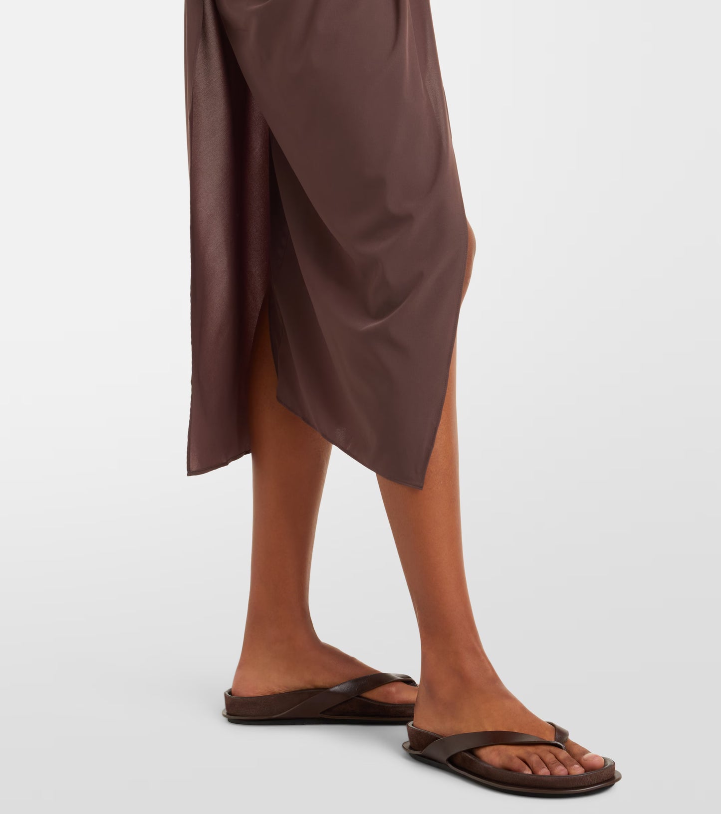Brown asymmetric pareo skirt
