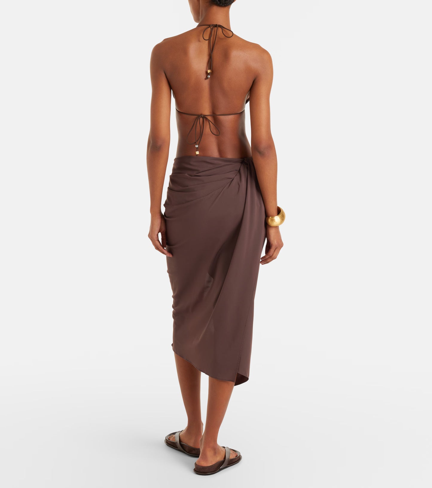 Brown asymmetric pareo skirt