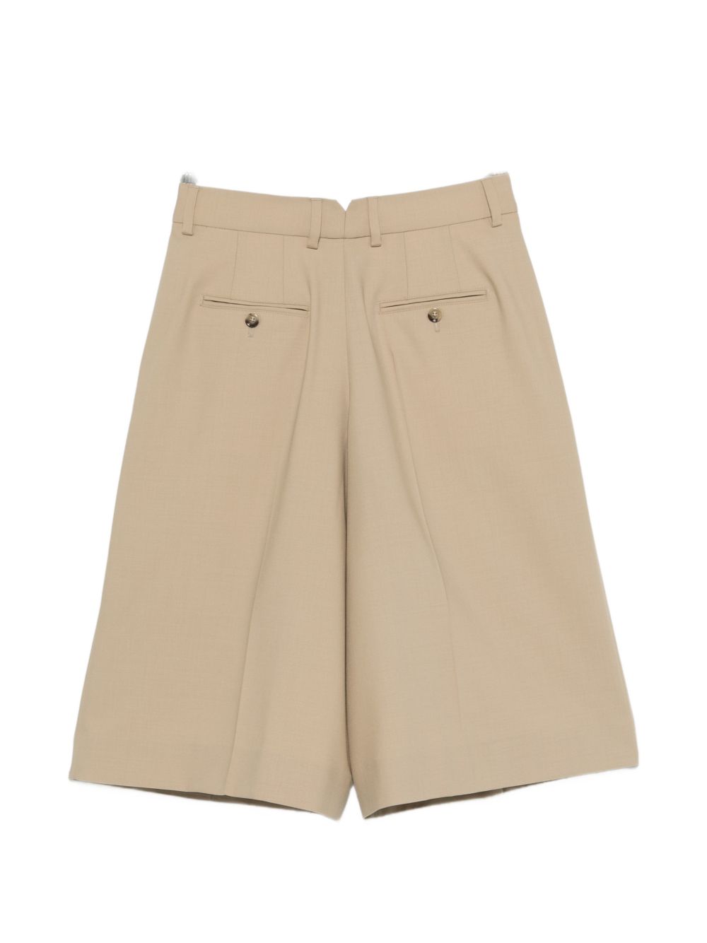 Low Waist Wide Bermuda Shorts With Two Pleats