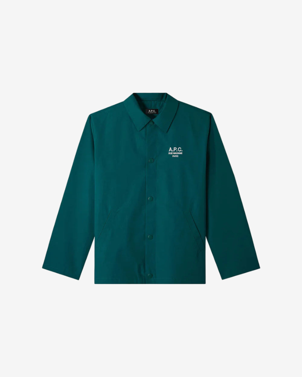 Green shirt with a brand logo on a white background