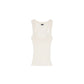 white Crafted from soft ribbed cotton jersey, this fitted tank top is defined by a second skin silhouette and a minimalist design, finished with the signature grosgrain logo detail at the back.

100% ribbed cotton jersey construction

Fitted, second skin silhouette

Square neckline

Ribbed neckline and armholes

Embroidered grosgrain logo at the back