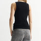 Black ribbed stretch cotton jersey tank top