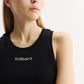 Black ribbed stretch cotton jersey tank top
