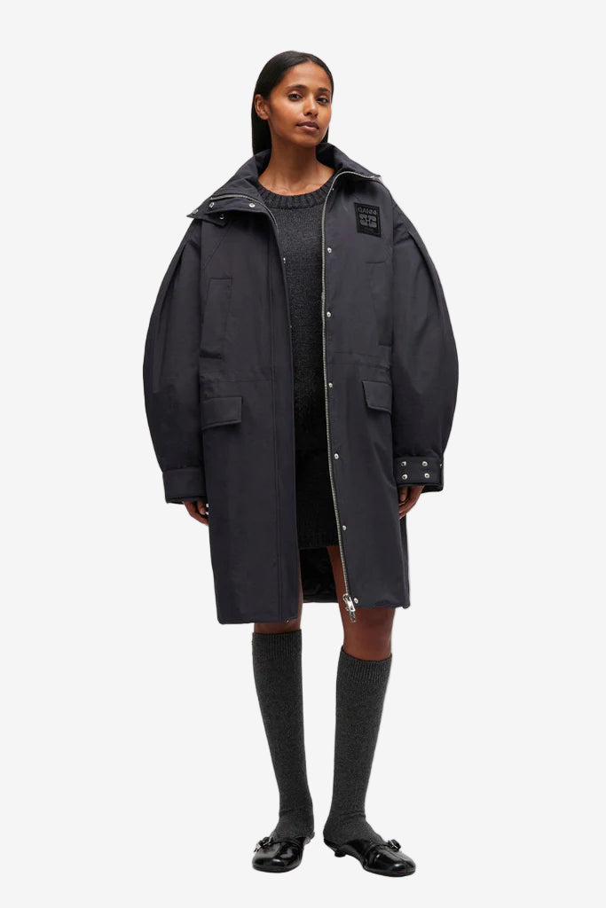 Ripstop Tri-Layer Parka Coat Black