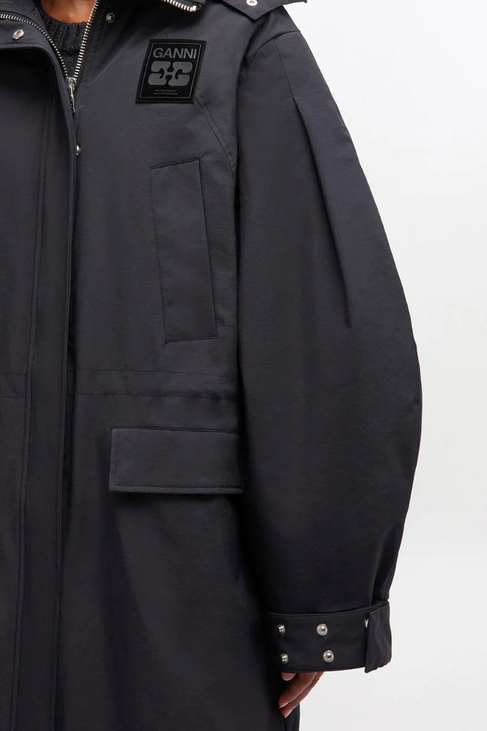 Ripstop Tri-Layer Parka Coat Black