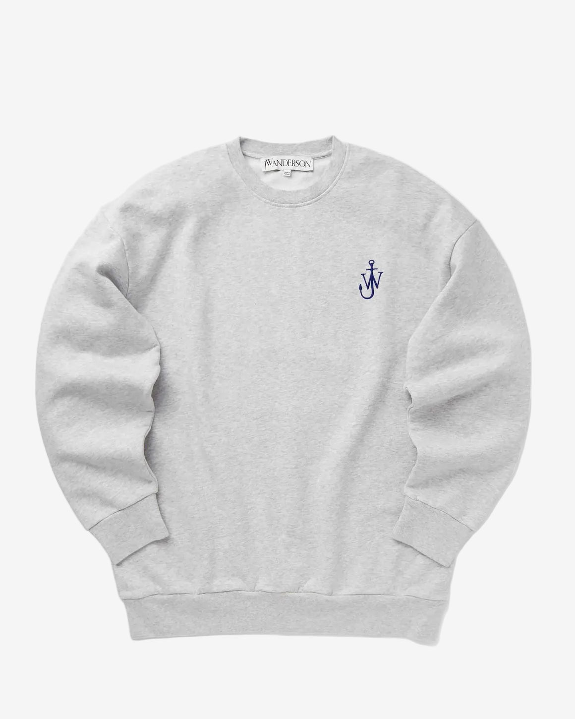 Gray sweatshirt with a small logo on a white background