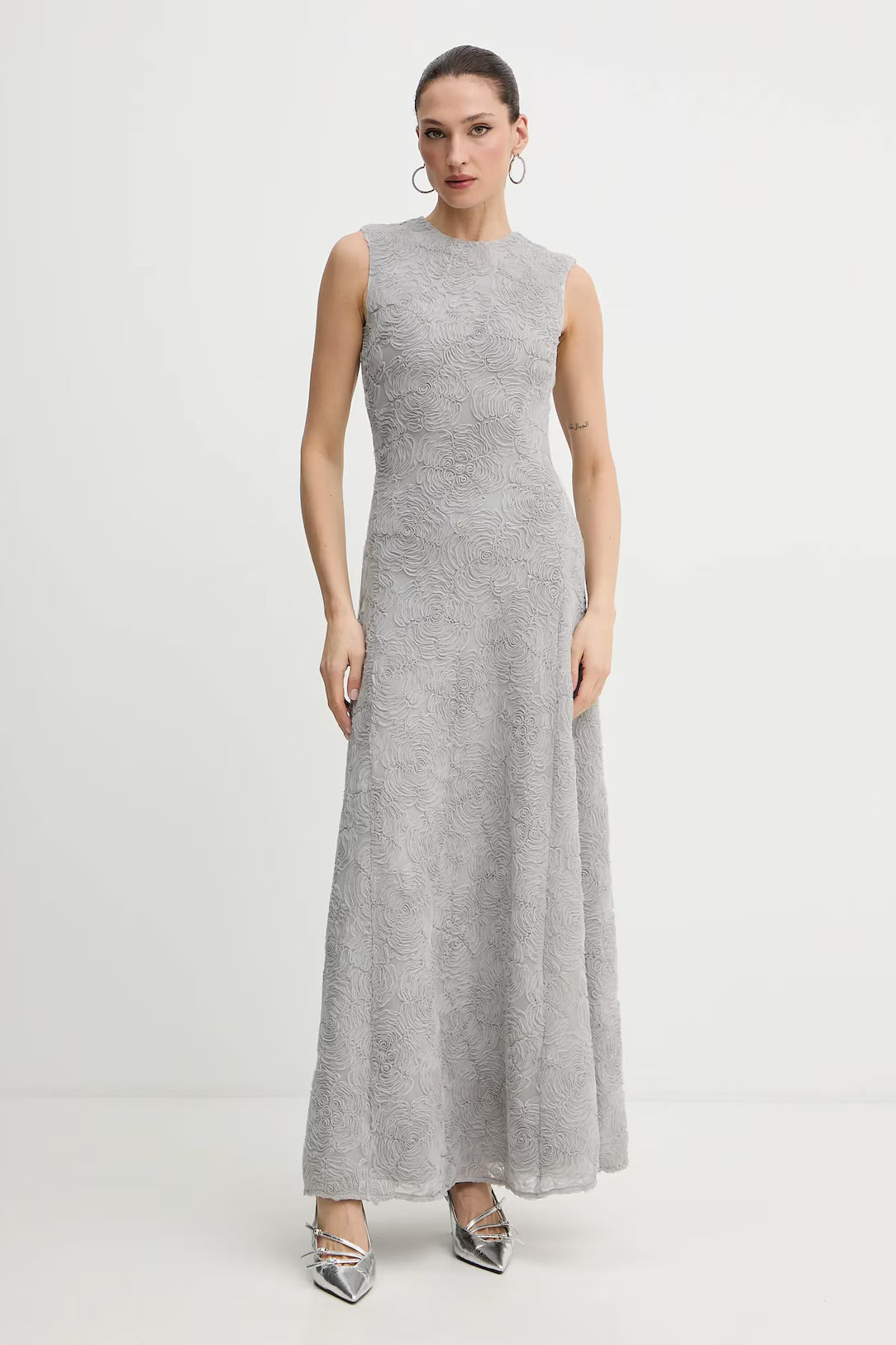 Mesh Maxi Dress Grey Violet