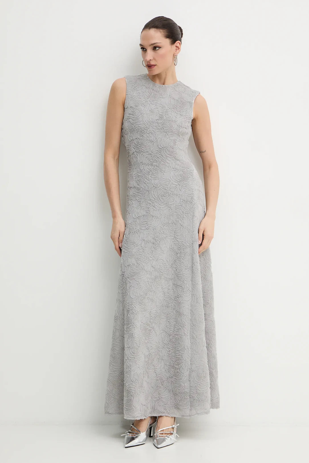 Mesh Maxi Dress Grey Violet