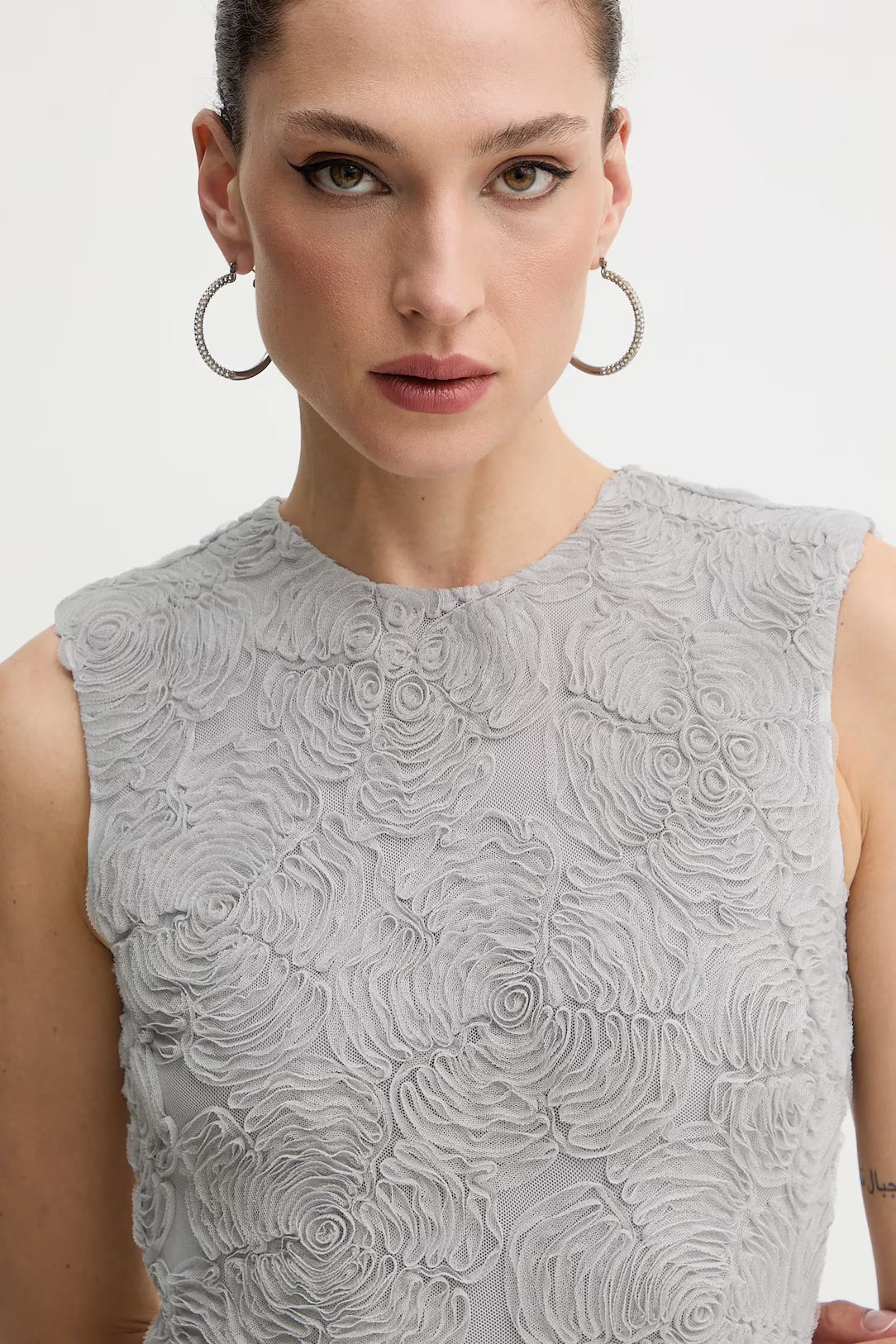 Mesh Maxi Dress Grey Violet
