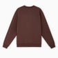 Brown sweatshirt with a small logo on a white background