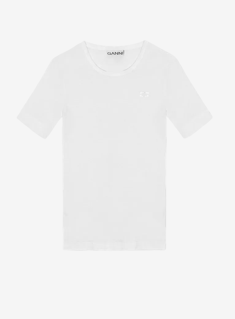 white t-shirt on a white background ganni