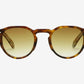 Round sunglasses with tortoiseshell frame and brown gradient lenses on a white background