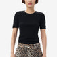 Black Soft Cotton Rib Short Sleeve T-Shirt